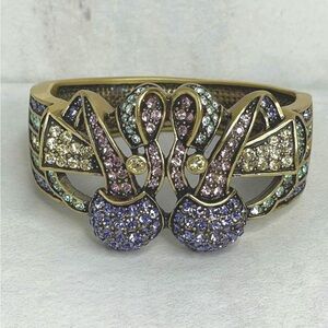 Heidi Daus Pastel Crystal Cuff Bracelet Art Deci Ribbon/Bow Motif